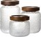 Glass Jars with Lids, Set of 3 Storage Jars with Airtight Lids Acacia Wood Top Glass Canisters - 12oz, 17oz, 25oz